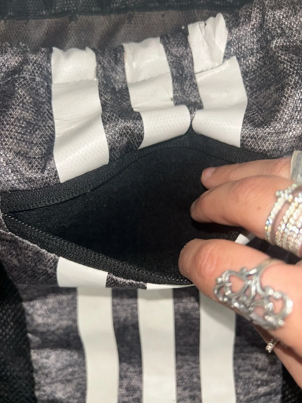 adidas Black Drawstring Backpack with Pink Accents and White Stripes - Picture 6 of 10